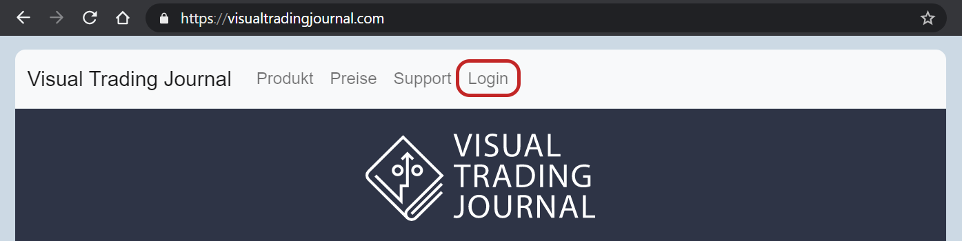Login auf der Webseite